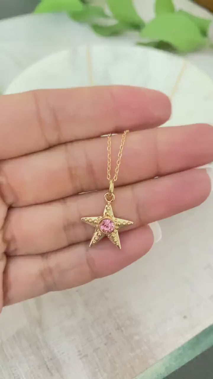 Dainty Starfish Necklace, 18K Gold Plated, Summer Jewelry, Beach Gifts, Ocean Sea Charms