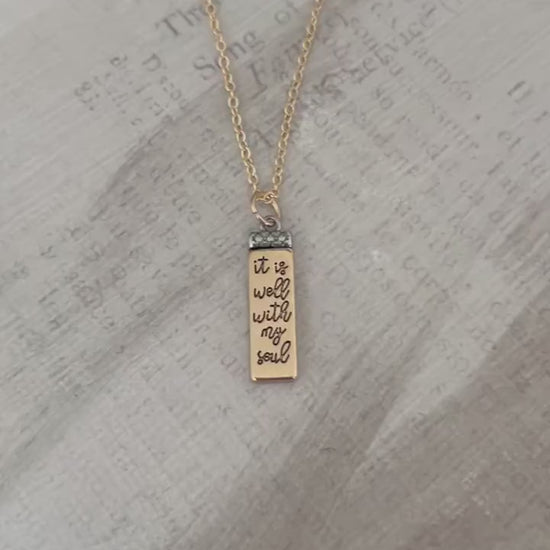 It is Well with My Soul Dainty Christian Necklace, 16K Gold Plated, Christian Gifts, Scripture Jewelry, Motivational Gifts Pendants