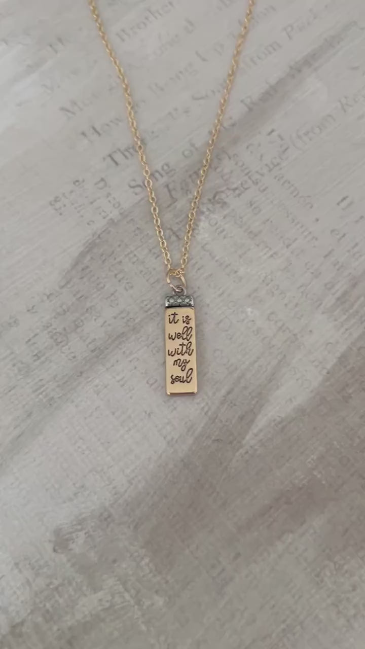It is Well with My Soul Dainty Christian Necklace, 16K Gold Plated, Christian Gifts, Scripture Jewelry, Motivational Gifts Pendants