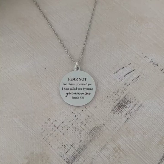 Fear not for I have redeemed you Bible Verse Silver Necklace, Isaiah 43:1, Christian Jewelry Gifts, Scripture Personalized engraved Necklace