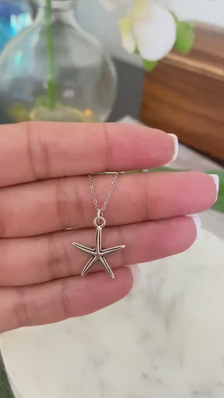 Stainless Steel Starfish Necklace, Summer Jewelry, Beach Gifts, Ocean Sea Charms, Dainty Necklace, Starfish Pendant