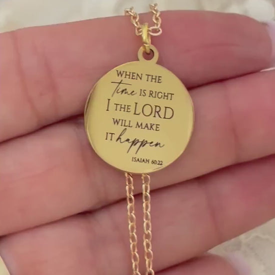 When the Time is Right, I the Lord Will Make It Happen Isaiah 60:22 Necklace Bible Verse Necklace Christian Gift for Women Faith Jewelry