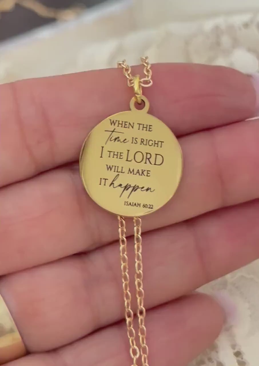 When the Time is Right, I the Lord Will Make It Happen Isaiah 60:22 Necklace Bible Verse Necklace Christian Gift for Women Faith Jewelry