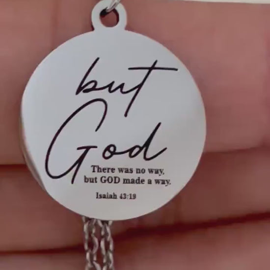 Engraved "But God" Stainless Steel Necklace, Christian Gift God made a way