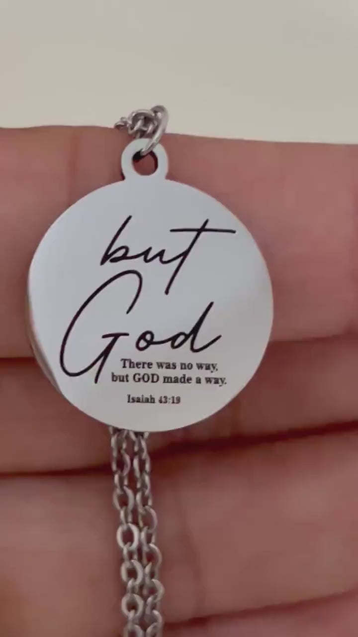 Engraved "But God" Stainless Steel Necklace, Christian Gift God made a way