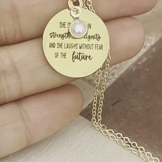 Proverbs 31 Necklace: 14k Gold Plated Scripture Jewelry