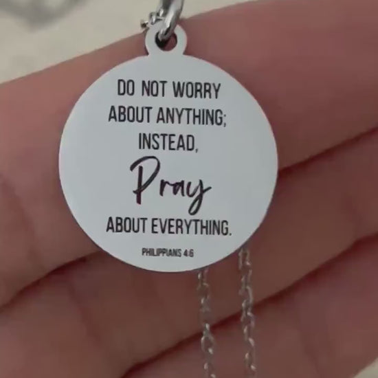 Do not worry about anything Philippians 4:6 Necklace Christian Gifts Scripture Charms Womens Retreat Gifts, Mother's Day Necklace