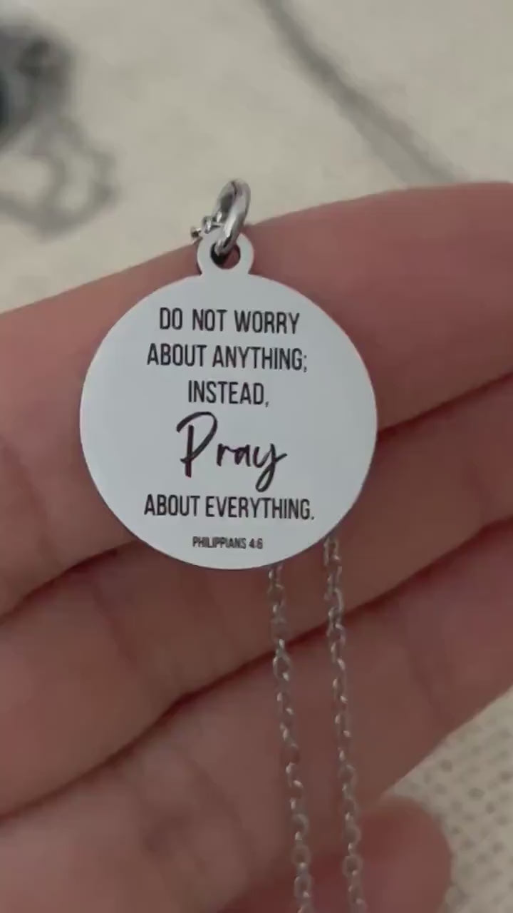 Do not worry about anything Philippians 4:6 Necklace Christian Gifts Scripture Charms Womens Retreat Gifts, Mother's Day Necklace