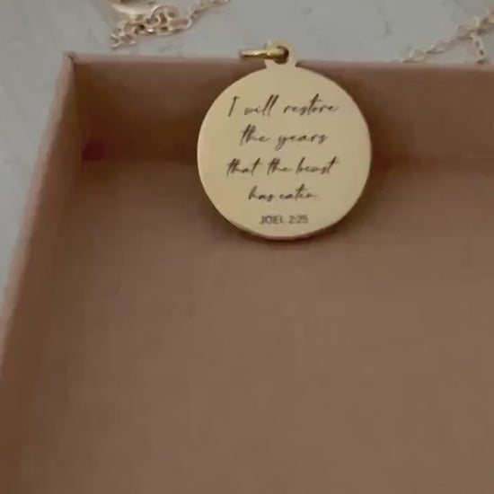 Joel 2:25 Necklace | I Will Restore the Years Necklace | Christian Necklace for Women | Bible Verse Jewelry | Faith Gift | Gold or Silver
