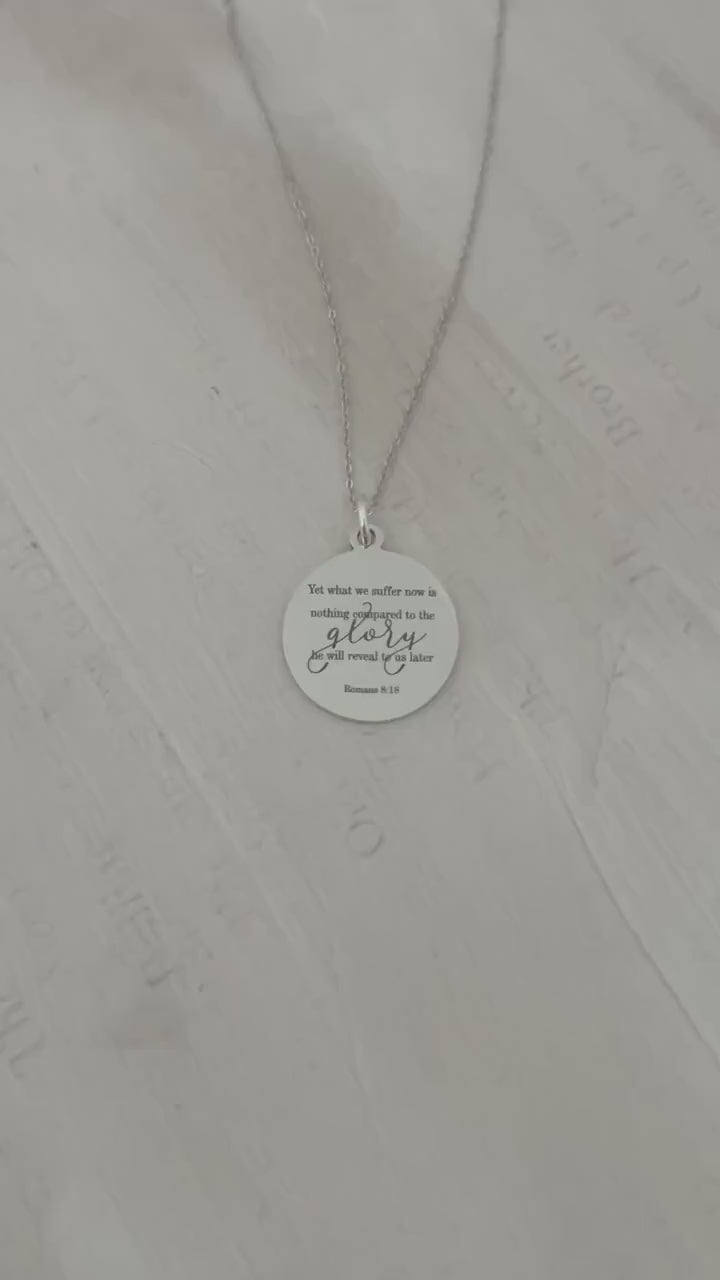 Christian Quote Romans 8:18 Bible Verse Necklace, Christian Gifts for Women, Scripture Jewelry, Meaningful Gifts, Motivational Jewelry