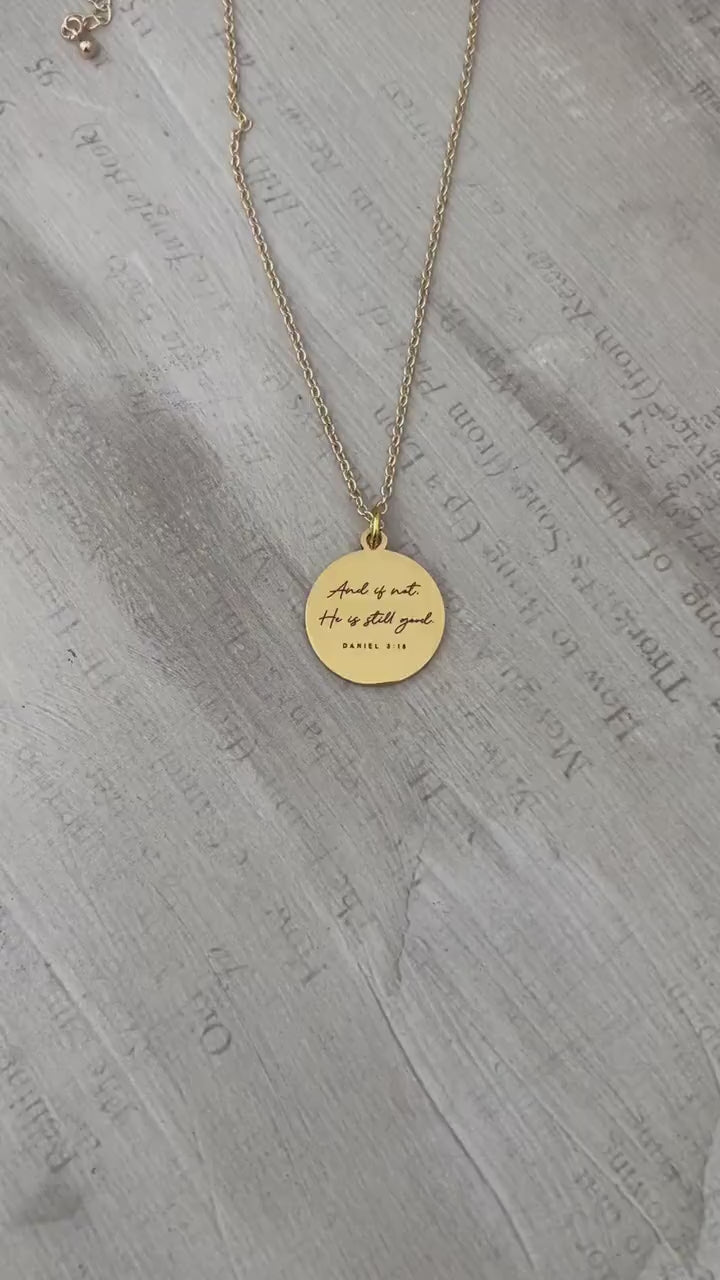 And if not He is still good bible verse Necklace, Daniel 3:18, Christian Gifts, Scripture Motivational Jewelry, Personalized Custom Necklace