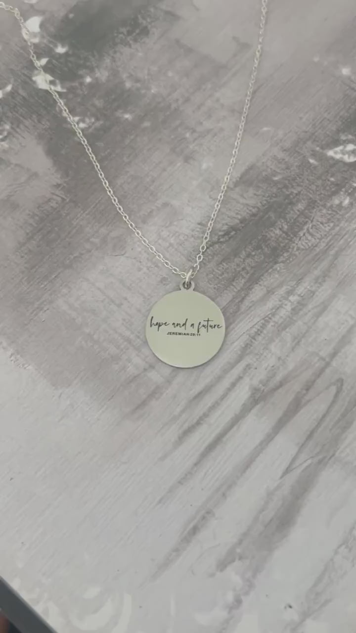 Hope and a Future Bible Verse Necklace, Jeremiah 29:11, Christian Gifts, Scripture Jewelry, Motivational Gift, Hope Necklace, Baptism Gift