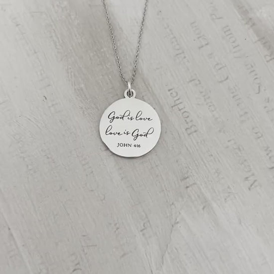 God is Love Bible Verse Necklace, John 4:16, Christian Women Gifts, Faith Jewelry, Scripture Quote Necklace, Baptism, Custom Birthday Gift