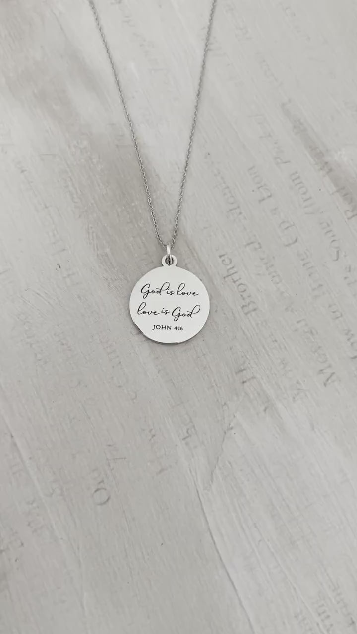 God is Love Bible Verse Necklace, John 4:16, Christian Women Gifts, Faith Jewelry, Scripture Quote Necklace, Baptism, Custom Birthday Gift