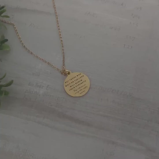 But those who wait on the Lord Bible Verse Gold Necklace, Isaiah 40:31, Christian Jewelry,  Scripture Necklace, Christian Gifts for Women