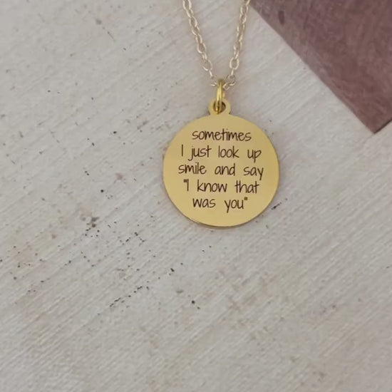 Sometimes I Look Up Engraved Gold Charm Necklace: