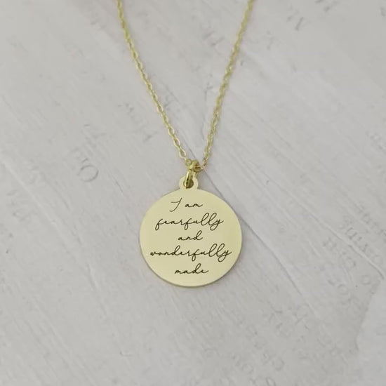 Fearfully and Wonderfully made bible verse Necklace, 16K Gold plated, Scripture Jewelry, Christian Gifts, Psalm 139:14, Mother’s Day gift