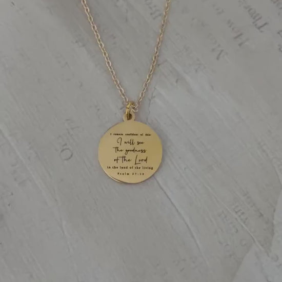Psalm 27:13 Bible Verse Necklace I will see the goodness of the Lord Christian Gifts Personalized Jewelry Engraved Scripture Charm