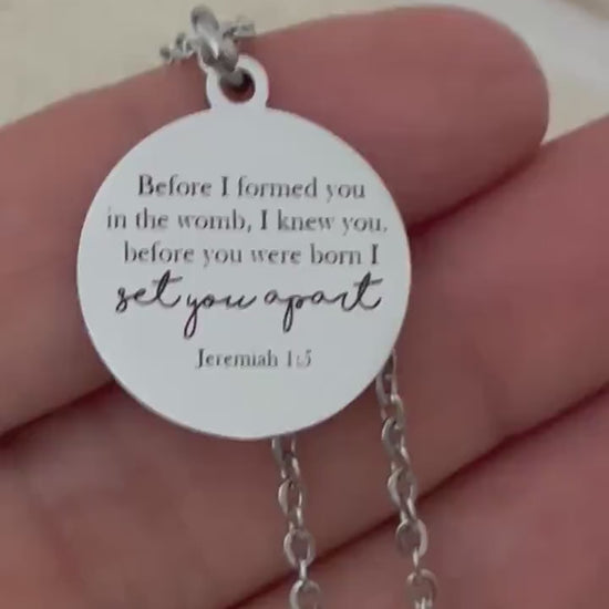 Before I formed you I Knew You Jeremiah 1:5 Bible Verse Necklace Engraved Charm Personalized Christian Necklace Christian Gifts