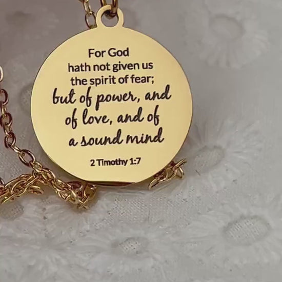 For God has not Given us a spirit of fear But of Power Love Sound Mind, Bible Verse Personalized Necklace
