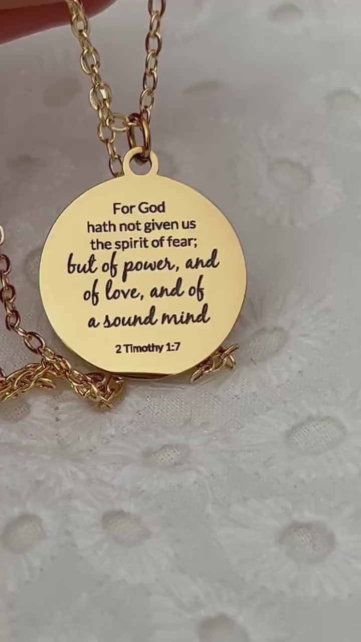 For God has not Given us a spirit of fear But of Power Love Sound Mind, Bible Verse Personalized Necklace