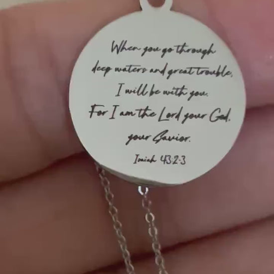 Isaiah 43:2 Bible Verse Necklace Christian Gifts When you go through deep waters