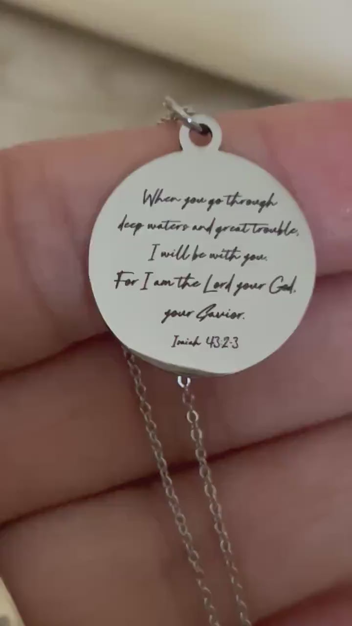 Isaiah 43:2 Bible Verse Necklace Christian Gifts When you go through deep waters