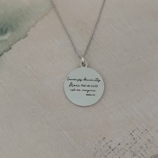 Christian Encouragement Necklace, Personalized Bible Verse Jewelry, Ephesians 3:20 Gift for Her, Faith Necklace, Exceedingly Abundantly