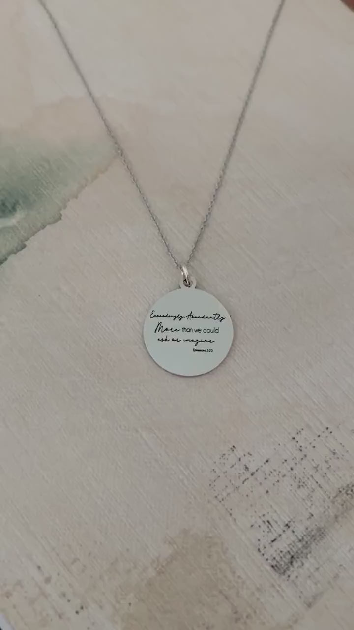 Christian Encouragement Necklace, Personalized Bible Verse Jewelry, Ephesians 3:20 Gift for Her, Faith Necklace, Exceedingly Abundantly