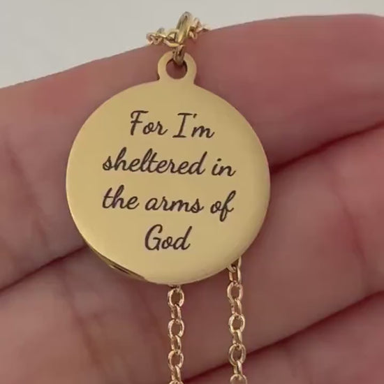 For I Am Sheltered in the Arms of God Necklace, Christian Necklace, Faith Jewelry, Sympathy Gift, Memorial Jewelry, Religious Comfort Gift