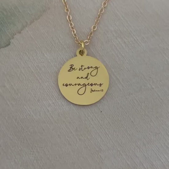 Be Strong and Courageous Necklace | Joshua 1:9 Bible Verse Necklace | Christian Gift | Faith Jewelry | Inspirational Scripture Necklace