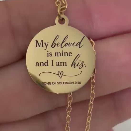 My Beloved Is Mine and I Am His Necklace | Song of Solomon 2:16 | Christian Necklace | Bible Verse Jewelry | Anniversary Gift | Wedding Gift