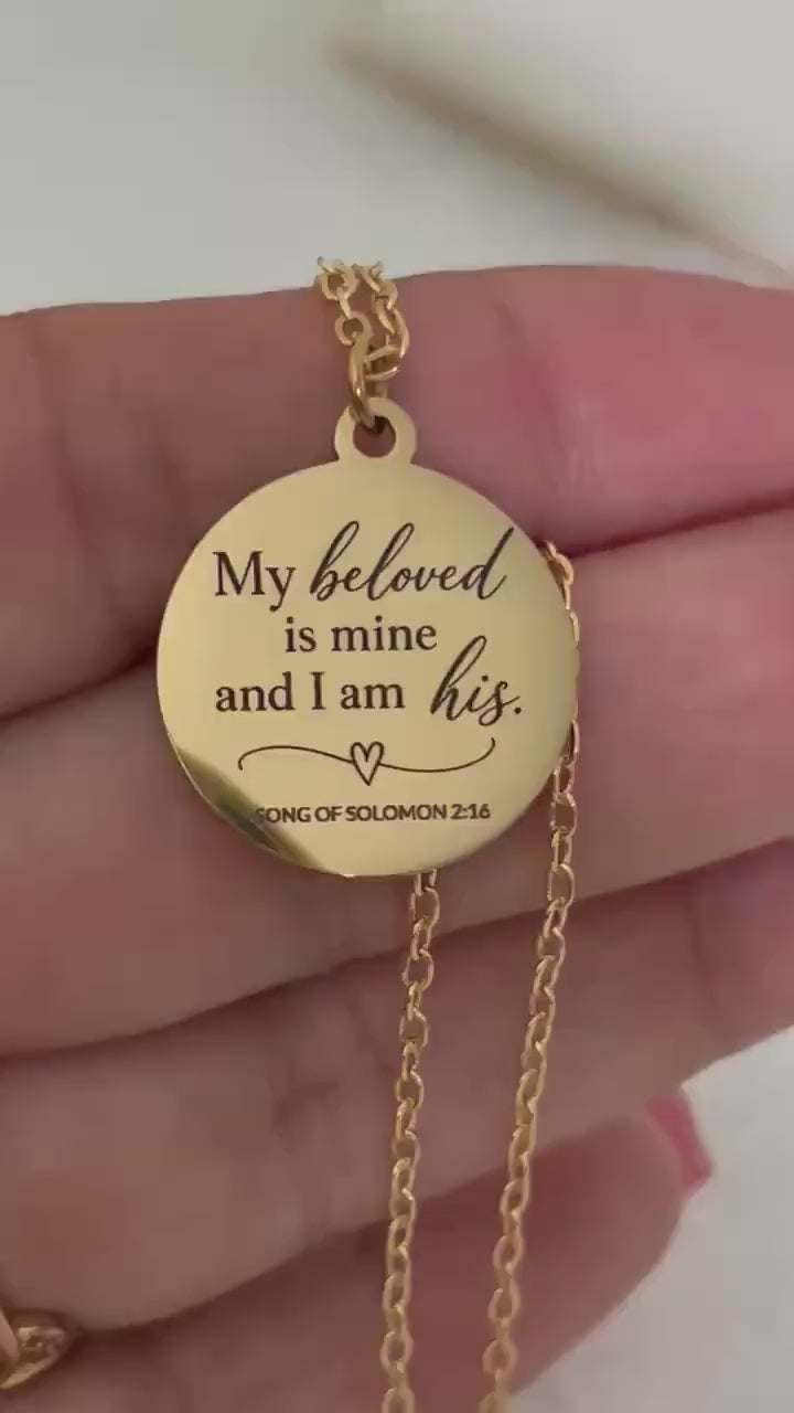 My Beloved Is Mine and I Am His Necklace | Song of Solomon 2:16 | Christian Necklace | Bible Verse Jewelry | Anniversary Gift | Wedding Gift