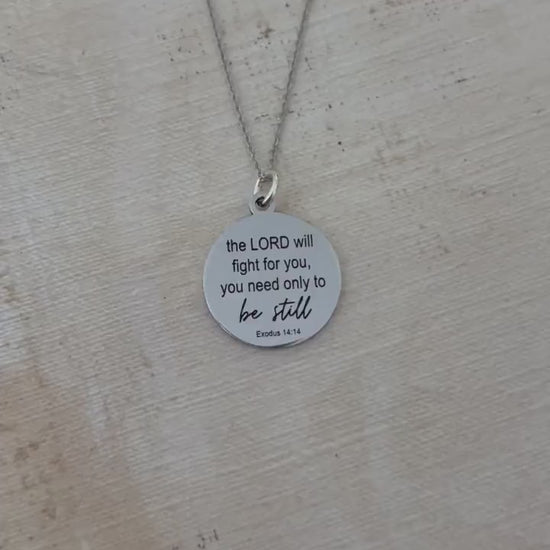 The Lord Will Fight for You Exodus 14:14 Necklace | Christian Gift for Women | Faith Jewelry | Bible Verse Necklace | Gift for Her