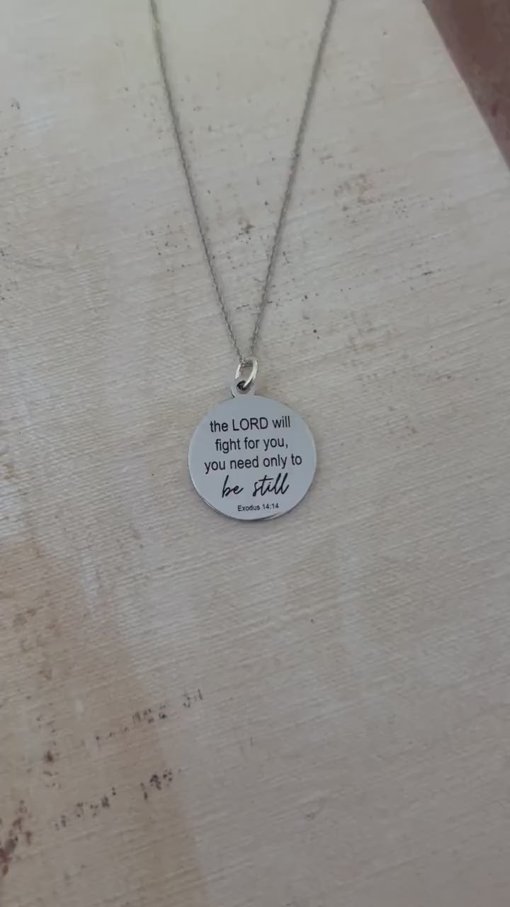 The Lord Will Fight for You Exodus 14:14 Necklace | Christian Gift for Women | Faith Jewelry | Bible Verse Necklace | Gift for Her