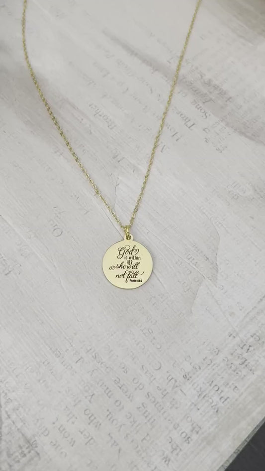 God is within her she will not fall Psalm 46:5 Bible Verse Necklace Christian Jewelry Christian Gifts Faith Necklace Scripture Necklace