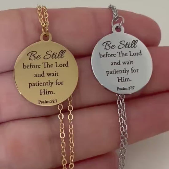 Be Still before The Lord Psalm 37:7 bible verse Necklace, Christian Gifts, Motivational Necklace, Scripture Charms, Christmas Gifts