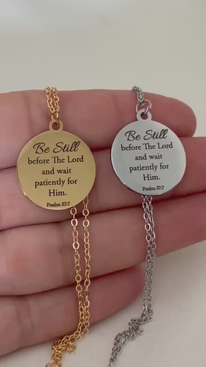 Be Still before The Lord Psalm 37:7 bible verse Necklace, Christian Gifts, Motivational Necklace, Scripture Charms, Christmas Gifts