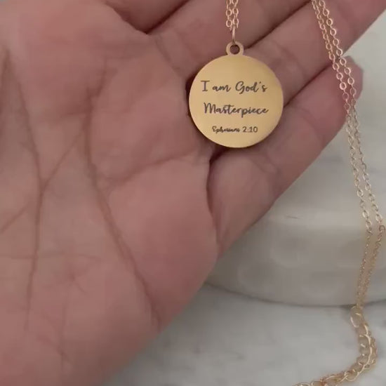 I Am God’s Masterpiece Ephesians 2:10 Necklace | Christian Necklace for Women | Bible Verse Jewelry | Faith Gift | Inspirational Necklace