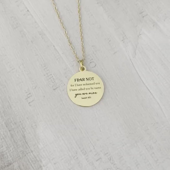 Fear not for I have redeemed you Bible Verse Gold Necklace, Isaiah 43:1, Christian Jewelry Gifts, Scripture Personalized engraved Necklace