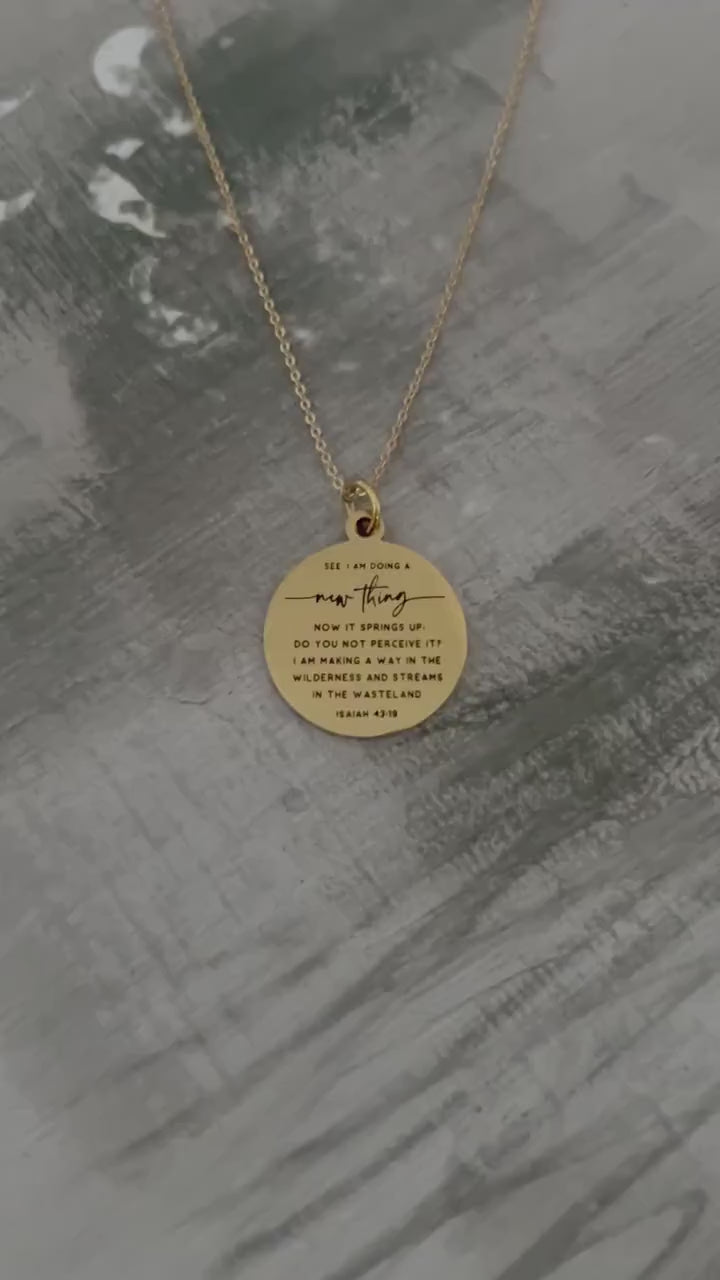 I am doing a new thing Isaiah 43:19 Bible Verse Necklace Personalized Christian Gifs Scripture Charms