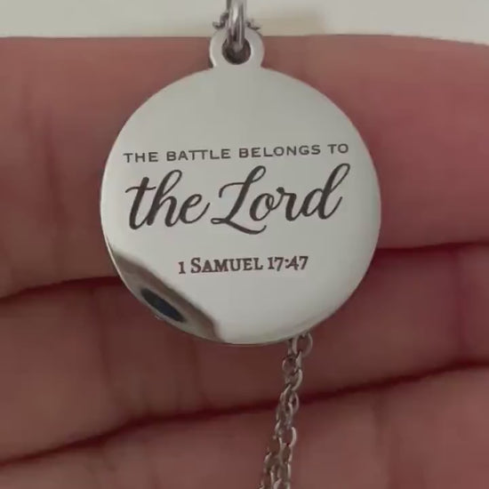 1 Samuel 17:47 Stainless Steel Christian Necklace, Bible Verse Pendant
