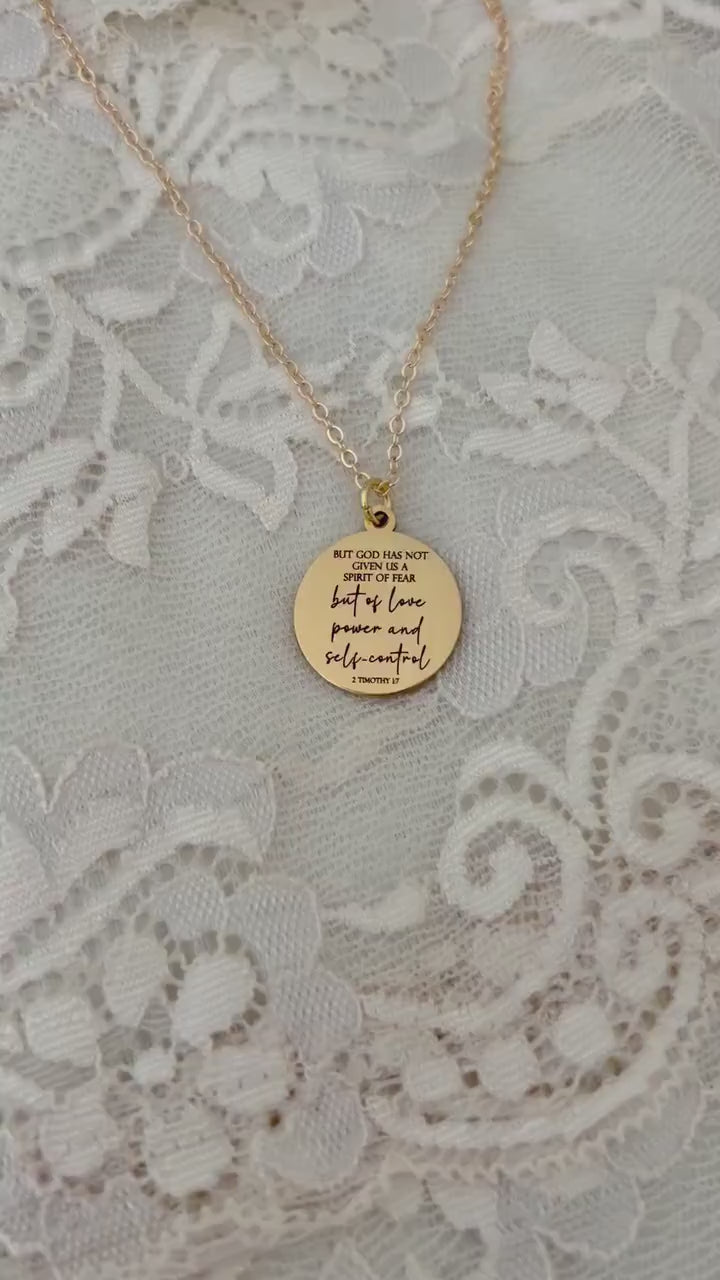 For God Has Not Given Us A Spirit Of Fear, Power Love Sound Mind Necklace, Bible Verse Custom Necklace, 2 Tim 1:7, Gold Charm Necklace,