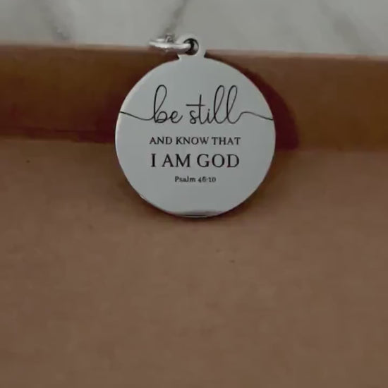Be Still Necklace, Silver Christian Necklace, Psalm 46:10 Jewelry, Personalized Bible Verse Necklace, Stainless Steel Faith Gift for Her