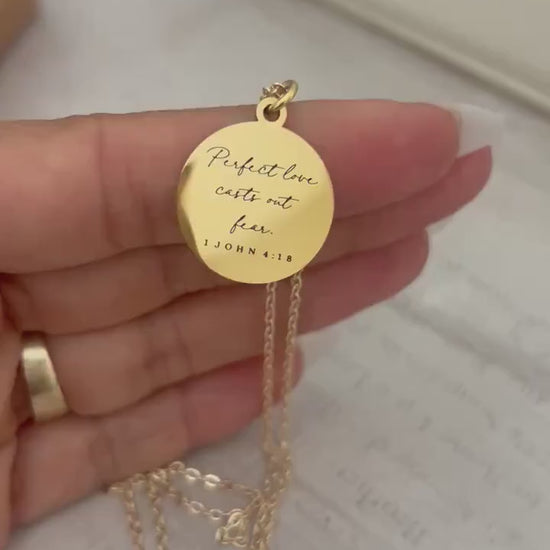 Personalized Bible Verse Necklace Custom Scripture Jewelry Christian Gift for Her Faith Necklace Encouragement Gift Baptism Gift Gold Charm