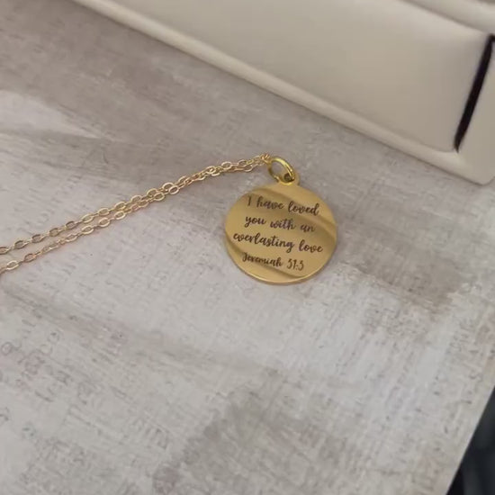 Jeremiah 31:3 Necklace | "I Have Loved You With an Everlasting Love" Scripture Necklace | Christian Gift for Women | Faith Charms Jewelry