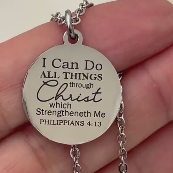 I Can Do All Things Through Christ Necklace, Christian Gift for Women, Philippians 4:13 Jewelry, Faith Necklace, Mothers Day Gifts