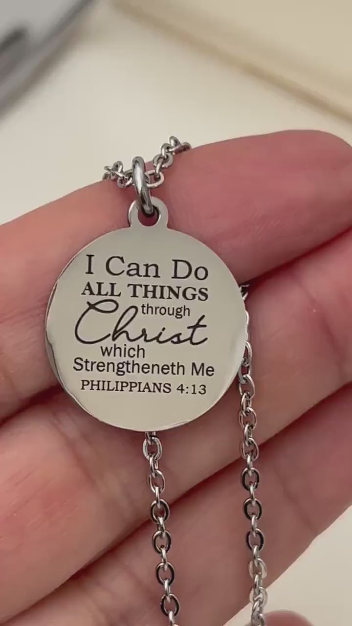 I Can Do All Things Through Christ Necklace, Christian Gift for Women, Philippians 4:13 Jewelry, Faith Necklace, Mothers Day Gifts