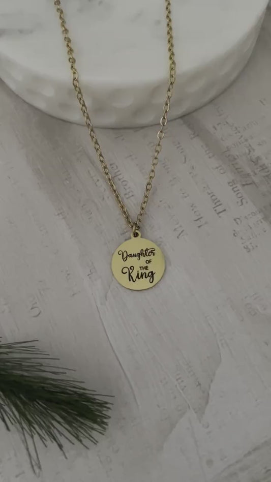 Daughter of The King Gold Disk Necklace, Christian Jewelry Gifts, motivational necklace,Gift for Daughter, Faith Necklace, Princess Necklace