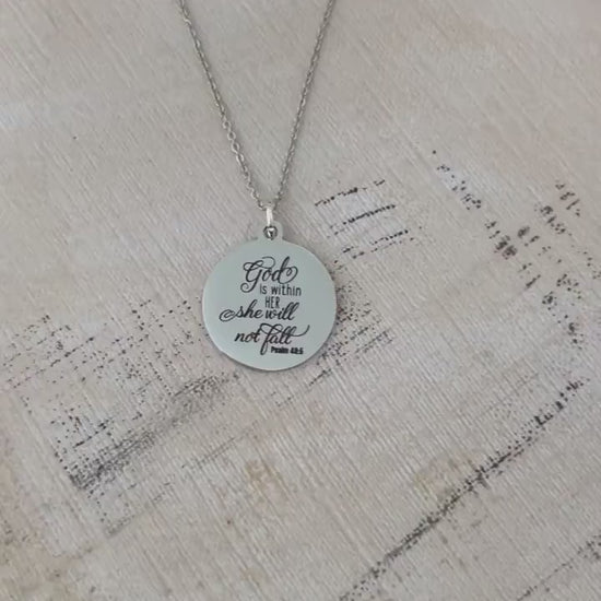 God is within her Bible Verse Necklace, Psalm 46:5, Christian Jewelry, Christian Gifts for Women, Scripture Necklace, Affirmation Baptism
